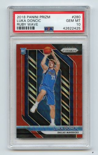 Luka Doncic Psa 10 Rc 2018 - 19 Panini Prizm Rookie Ruby Wave Refractor Sp