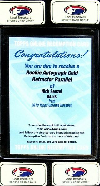 2019 Topps Chrome Nick Senzel Rookie Gold Refractor Auto /50 Rc [kh]