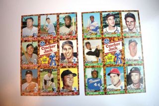 1982 Topps Cracker Jack All Time Baseball Greats Complete Set Uncut 2 Sheets