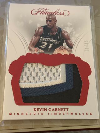 2017 - 18 Panini Flawless Kevin Garnett Jumbo Patches Red 11/15 Ruby 3 Color