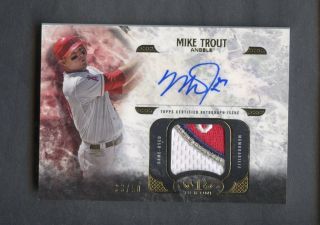 2016 Topps Tier One Mike Trout Angels 4 - Color Game Logo Patch Auto /50