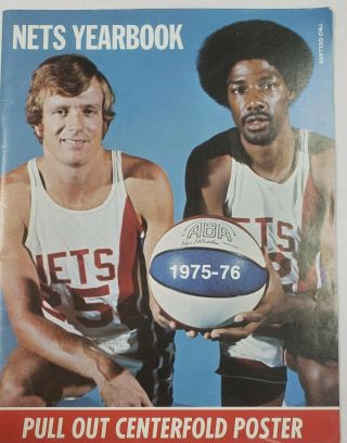 1975 - 76 Basketball Yearbook " Dr.  J " Julius Erving York Nets Poster Aba