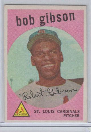 1959 Topps 514 Bob Gibson Rookie Card Rc Centered Nicely Crease Ex