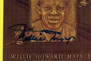 AUTHENTIC 1980 ' s SAY HEY KID WILLIE MAYS AUTOGRAPHED GOLD HOF POST CARD SIGNED 2