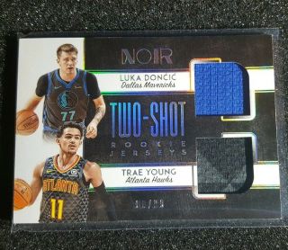 2018 - 19 Noir Luka Doncic Trae Young Two - Shot Rookie Dual Jersey 08/99 Non Auto