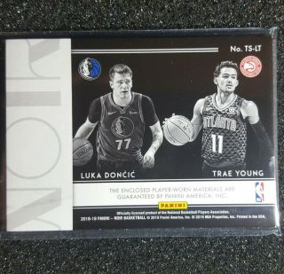 2018 - 19 Noir LUKA DONCIC TRAE YOUNG Two - Shot Rookie Dual Jersey 08/99 Non Auto 3