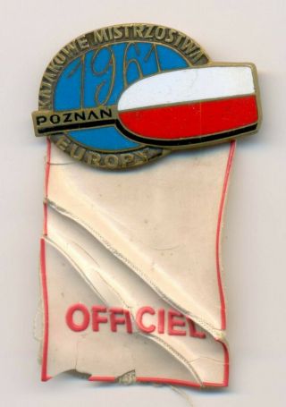 Icf European Canoe Kayak Championships 1961 Poznan Poland Press Pin Badge
