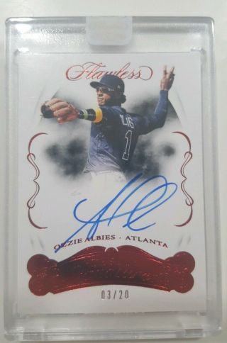 2018 Panini Flawless Ozzie Albies Ruby Debut Signatures Rc 3/20 Autograph