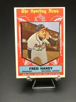 1959 Topps Baseball Fred Haney All Star Vg - Ex/ex 551 Milwaukee Braves