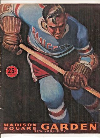 1952 York Rangers V Detroit Red Wings Nhl Hockey Program Msg Howe Sawchuk