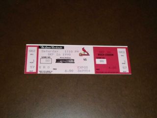 1998 Mark Mcgwire 67th 68th Home Run Full Ticket St.  Louis Cardinals