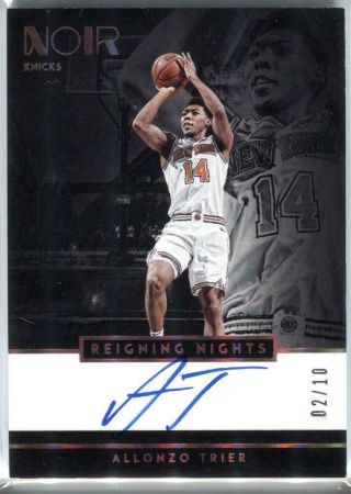 2018 - 19 Allonzo Trier Panini Noir Reigning Nights Gold Rc Auto (2/10) Knicks Sp