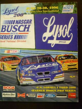 Autographed Nascar Busch Series - Lysol 200 Race Program Watkins Glen June 1996
