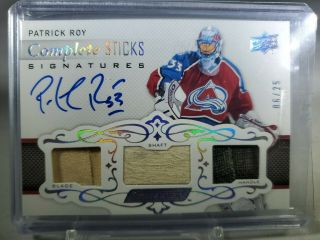 2018 - 19 Upper Deck Engrained Patrick Roy Complete Sticks On Card Auto Relic 6/25