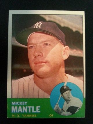 1963 Topps Baseball Ex - Exmt Mickey Mantle,  200 Guaranteed Bv $600