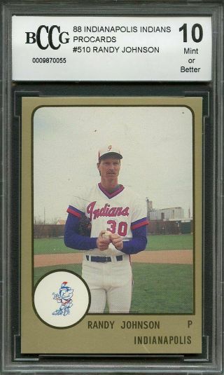 1988 Indianapolis Indians Procards 510 Randy Johnson Rookie Card Bgs Bccg 10