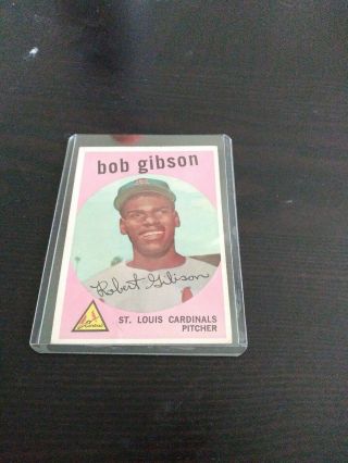 1959 Topps Bob Gibson Rc 514 Baseball Card.  No Creases Centered Good Corners