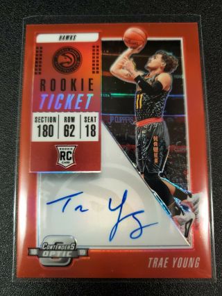 2018 - 19 Optic Contenders Trae Young Red Rc Auto 103/149 Autograph