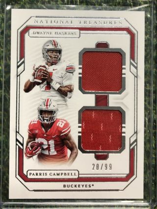 2019 National Treasures Collegiate Dwayne Haskins & Campbell Rookie Patches /99