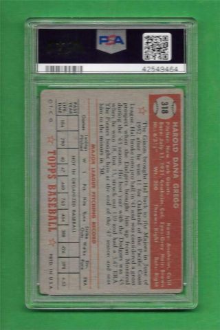 1952 Topps 318 Hal Gregg PSA Good 2 York Giants High Number baseball card 2