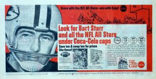 Coca Cola - Bart Starr - Nfl All - Stars Under Coke Caps - 1966 Sunday Comic Ad