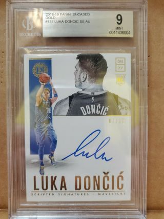 Luka Doncic 18 - 19 Encased Scripted Signatures Rc Gold Auto 7/10 Bgs 9/10 Mavs