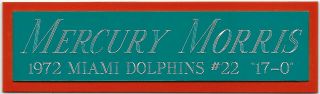 Mercury Morris Dolphins Nameplate Autograph Signed Football Helmet Jersey Photo