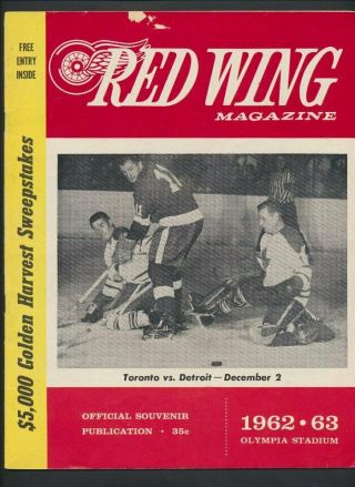 Vintage Detroit Red Wings Nhl Hockey Program Dec 2/1961 Vs Toronto Howe Horton