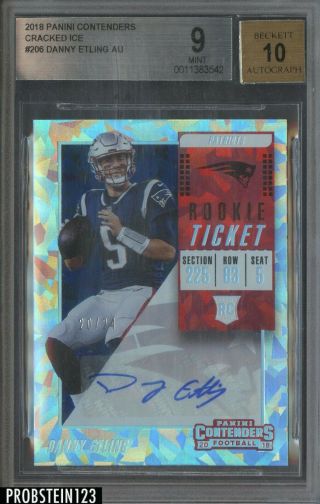2018 Panini Contenders Rookie Ticket Cracked Ice Danny Etling Rc Auto /24 Bgs 9