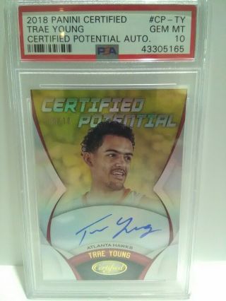 2018 - 19 Certified Potential Trae Young Rc Sp Auto 4/10 Psa Graded 10 Gem