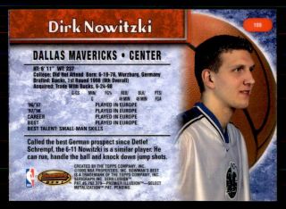 1998 - 99 Bowman ' s Best 109 Dirk Nowitzki Mavs Rookie SP (ref 43905) 2