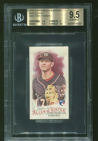 2016 Allen Ginter [ Trea Turner ] Rookie Mini True 1/1 Bgs9.  5 Hit For The Cycle