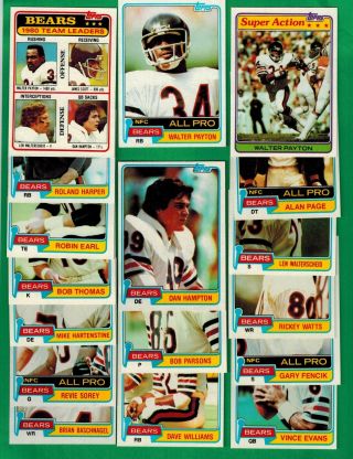 1981 Topps Football Chicago Bears Complete Team Set - Walter Payton,  Hampton