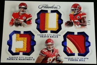 1st 3x Prime Patch Patrick Mahomes/travis Kelce/tyreek Hill 2018 Flawless D 1/5