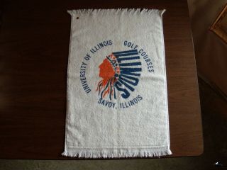 Vintage University Of Illinois Chief Illiniwek Golf Towel