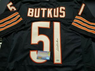 Dick Butkus Autographed/signed Pro Style Custom Jersey Chicago Bears Mounted Mem