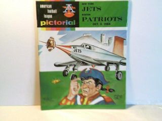 Oct.  2,  1966 York Jets Vs Boston Patriots Afl Program Phil Bissell Cover S3