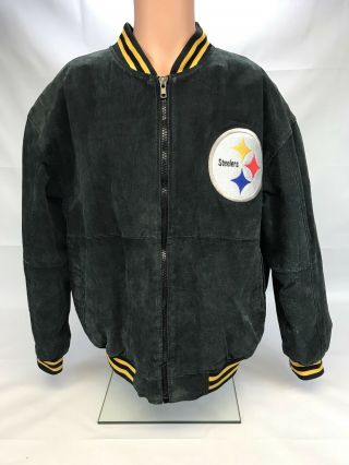 Vintage Pittsburgh Steelers Men’s Suede Leather Embroidered Jacket Size Medium