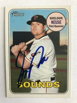 Oakland A’s Sheldon Neuse 2018 Topps Heritage Minors Ip Signed Card