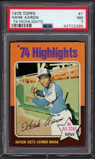 1975 Hank Aaron Topps Baseball Card 1 
