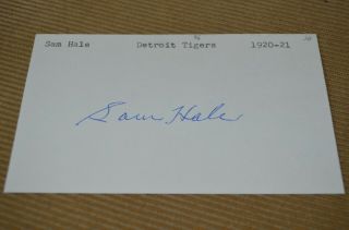 Sammy Hale Autographed Signed 3x5 Card Tigers,  1929 Phila A 