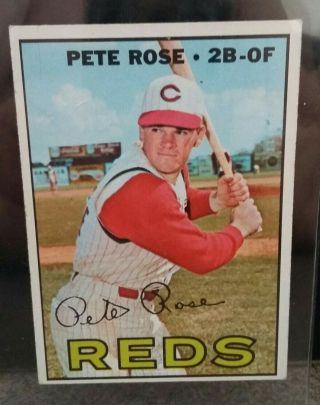 1967 Topps Pete Rose Cincinnati Reds 430 Baseball Card Solid Ex - Mt