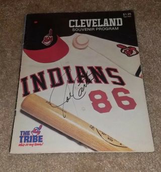 Joe Carter Signed Cleveland Indians Autograph Program Auto Psa/dna Chief Wahoo