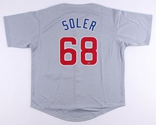 Jorge Soler Signed Chicago Cubs Baseball Road Jersey Schwartz Autographed