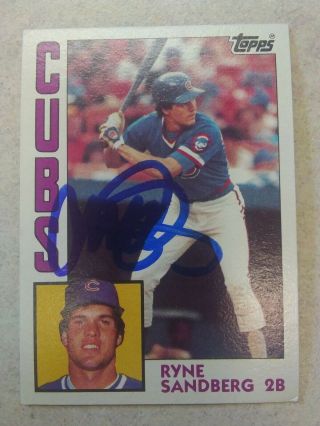 1984 Topps 596 Ryne Sandberg Chicago Cubs Signed Auto Autograph Hall Of Famer