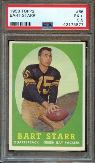 1958 Topps Football Card 66 Bart Starr Green Bay Packers 2nd Card Psa 5.  5 Ex,