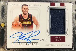 Kevin Love 2017 - 18 National Treasures Clutch Factor Jersey Patch Auto /49 