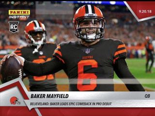 2018 Panini Instant Nfl 34 Baker Mayfield Leads Epic Comeback In Browns Debut