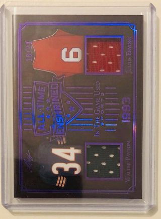 2019 Leaf In The Game Sports Dual Relic /20 Walter Payton Julius Erving