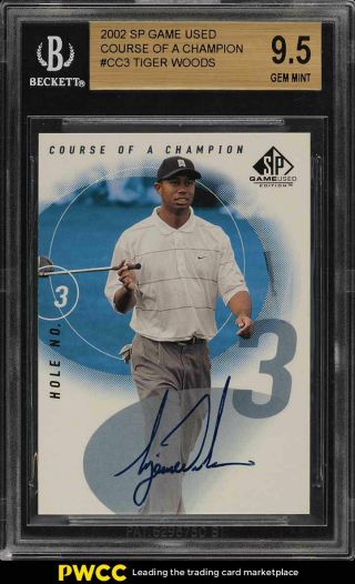 2002 Sp Game Course Of A Champion Tiger Woods Auto Cc Bgs 9.  5 Gem (pwcc)